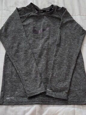 Nike SWIM UPF40+ Kid Size L 12-13 YRS Dark Gray Crew Neck Dri-FIT Long Sleeve